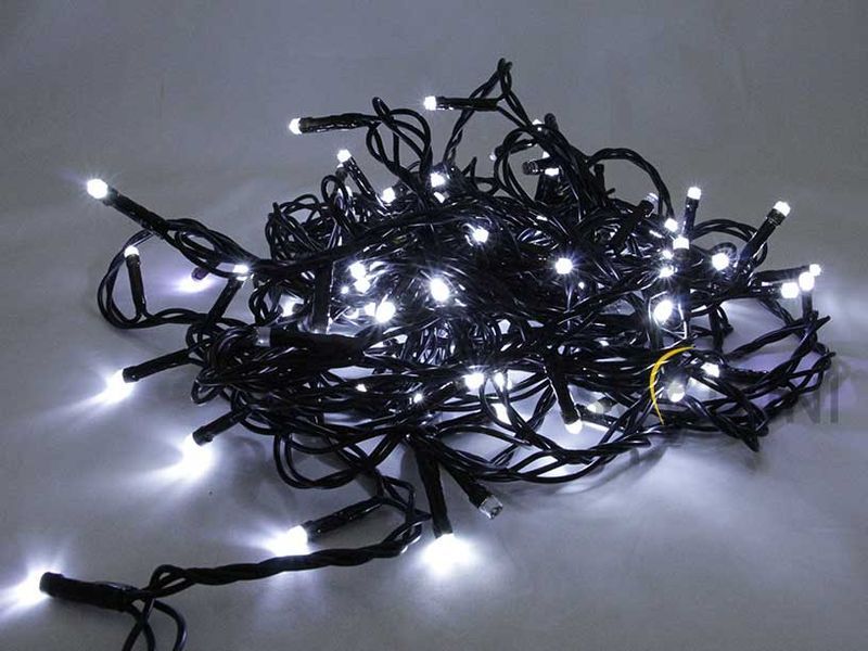 Гирлянда нить 10 м холодный белый свет с мерцанием IP44 чёрный кабель ПВХ Esviti 19005 19005 фото